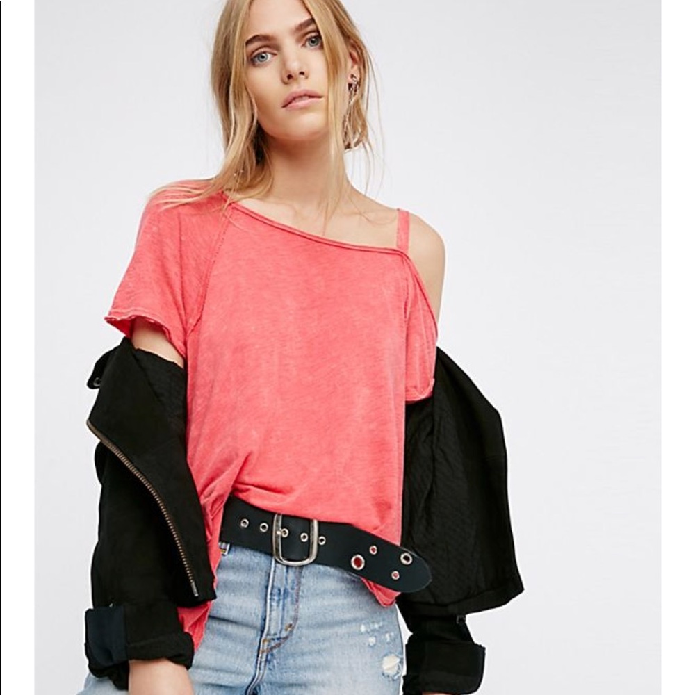 Free People Coraline Tee in Coral Color